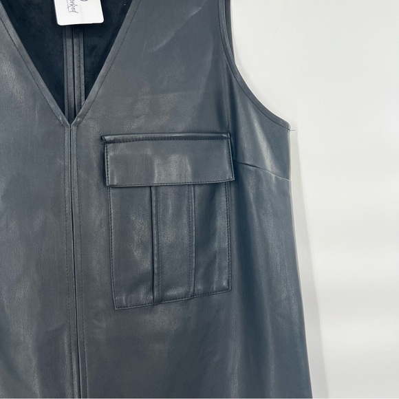 ZARA faux leather sleeveless v neck dress size M - Picture 3 of 3